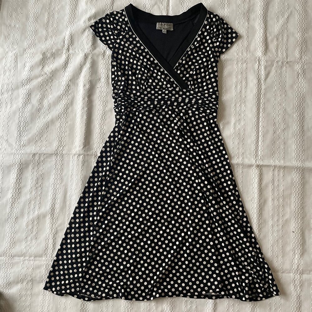 Bellissima Retro Midi Polka Dot V-Neck Dress